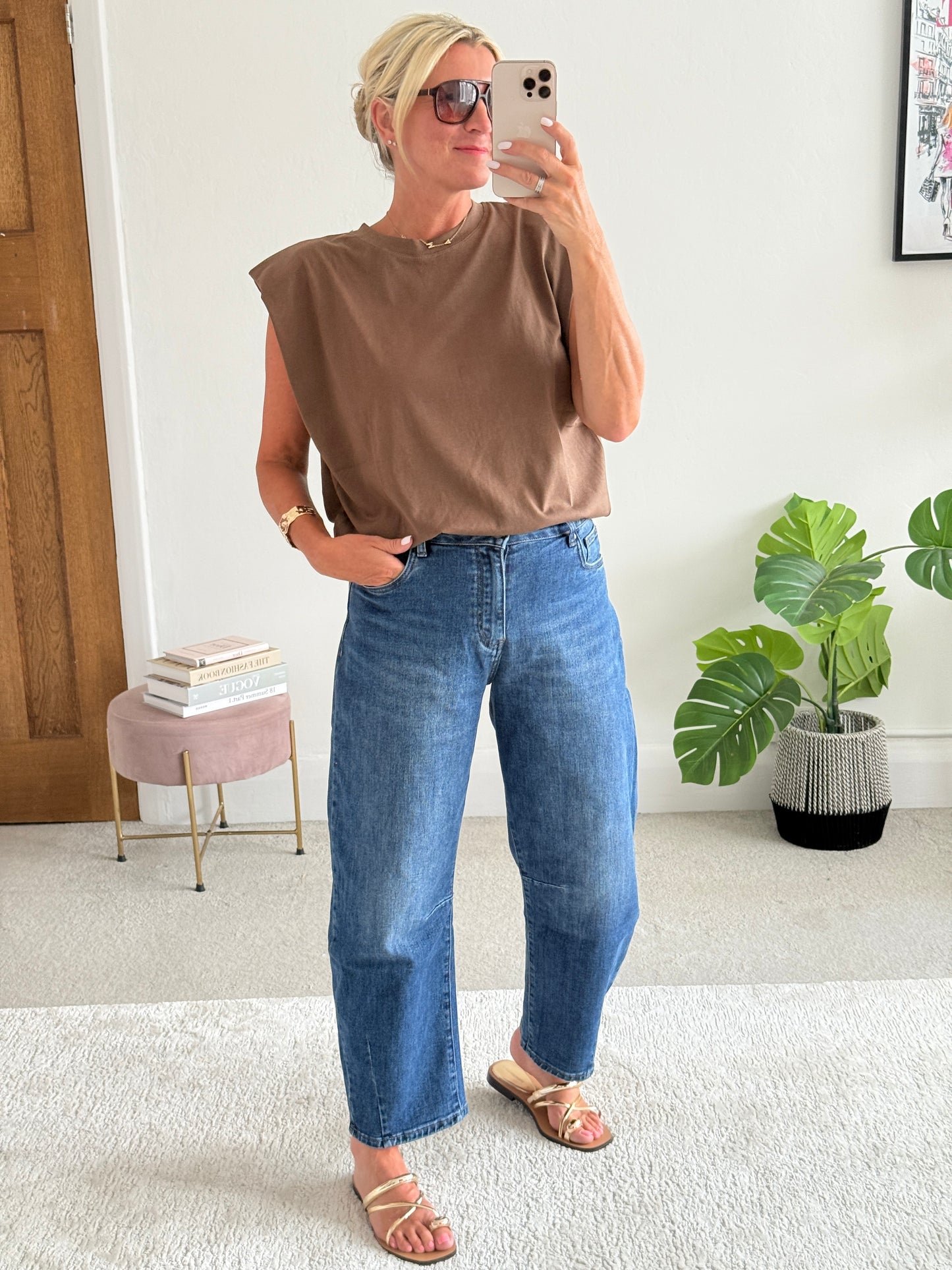Chocolate Structured Shoulder T-Shirt