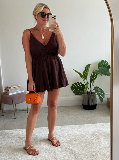 Chocolate V-Neck Playsuit