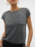 Ava Black/Silver Lurex Glitter Top