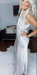 Silver Satin Slip Dress