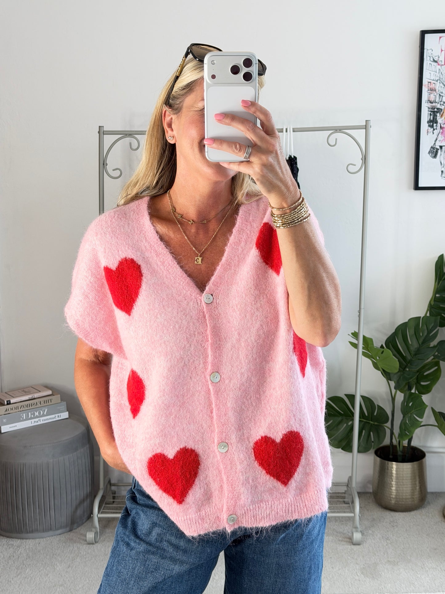 Chocolate/Cream Oversized Heart Cardigan