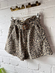 Leopard Print Denim H/W Shorts