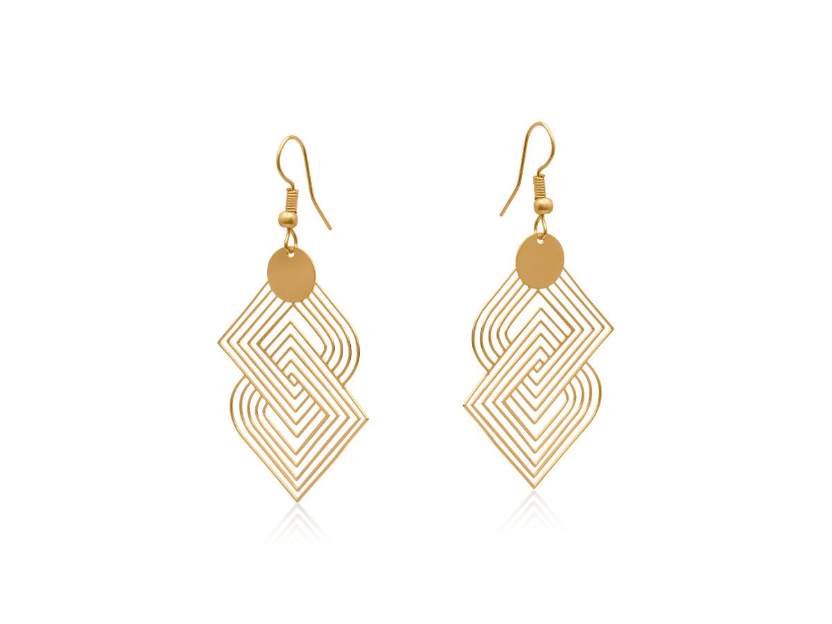 Gold Siena Labyrinth Geometrical Dangle Earrings