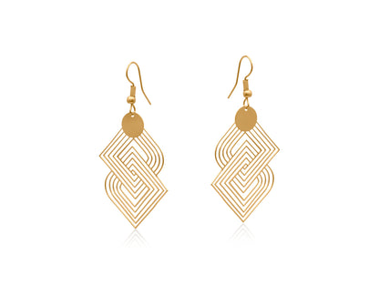 Gold Siena Labyrinth Geometrical Dangle Earrings