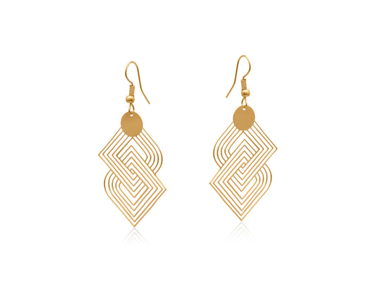 Gold Siena Labyrinth Geometrical Dangle Earrings