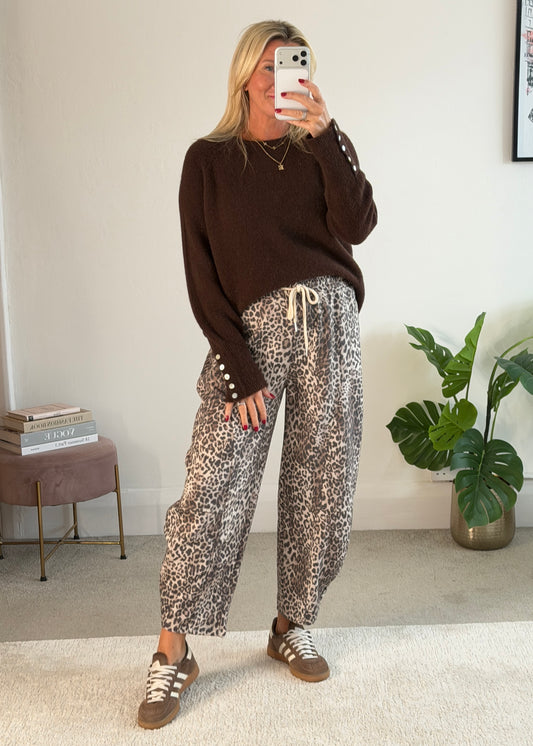Small Leopard Print Barrel Joggers