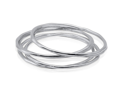 Silver Bahia Textured Set of Bangle Bracelets