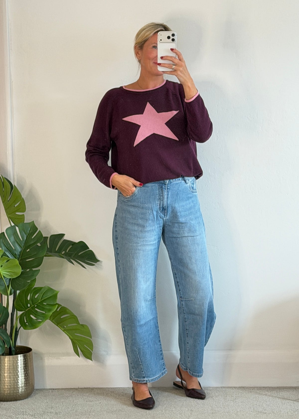 Plum/Pink Cashmere Mix Star Jumper