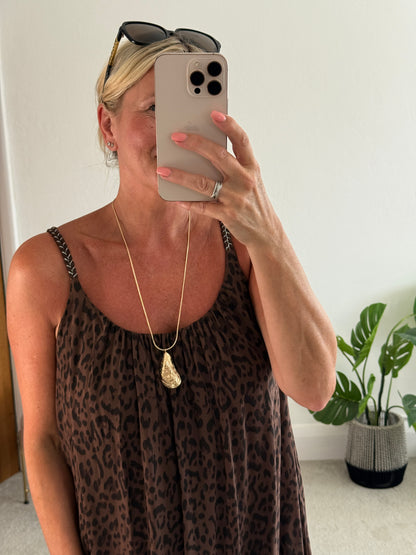 Chocolate Plaited Strap Leopard Maxi Dress 🐆