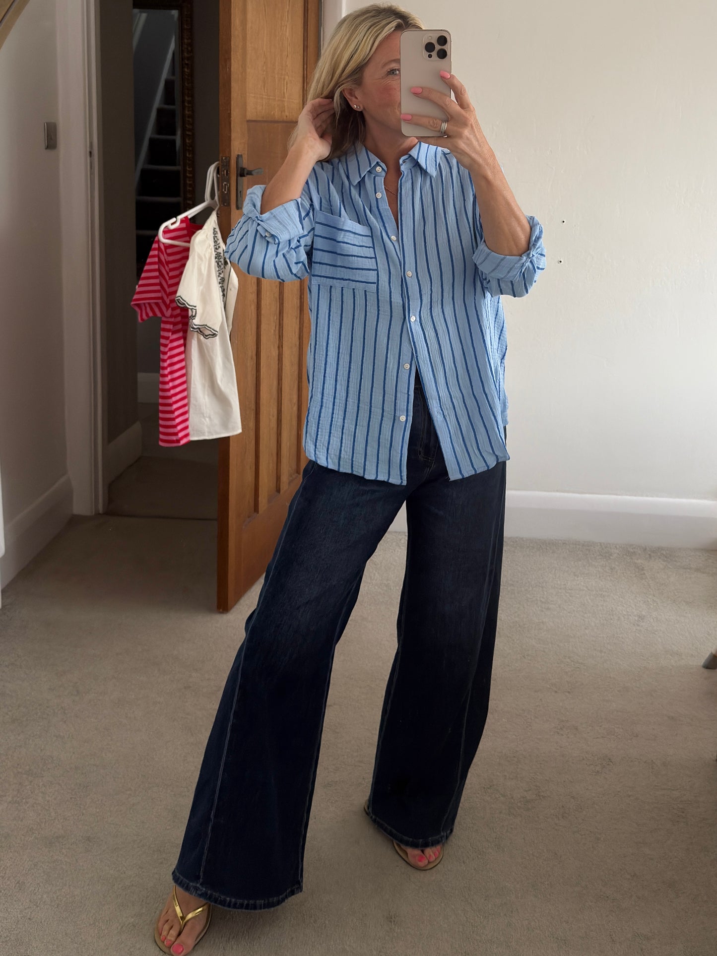 Blue/Navy Stripe Cotton Shirt