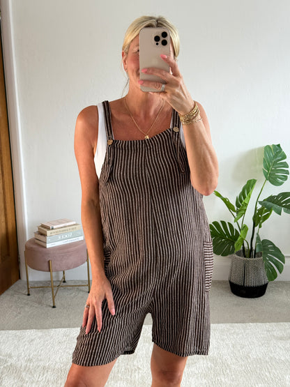 Chocolate Stripe Dungaree Playsuit