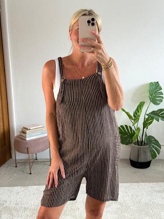Chocolate Stripe Dungaree Playsuit