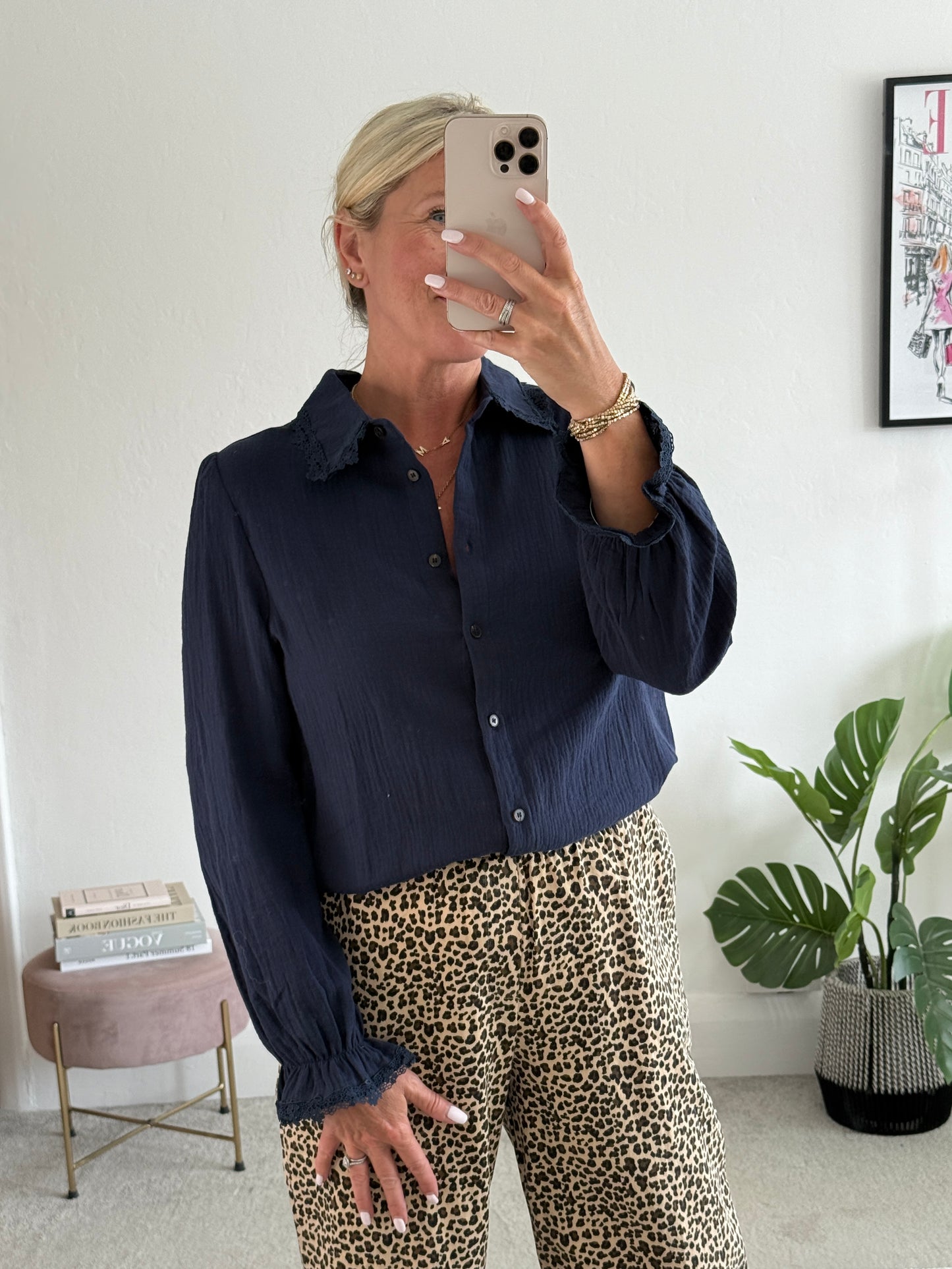 Leopard Print Straight Leg Trousers