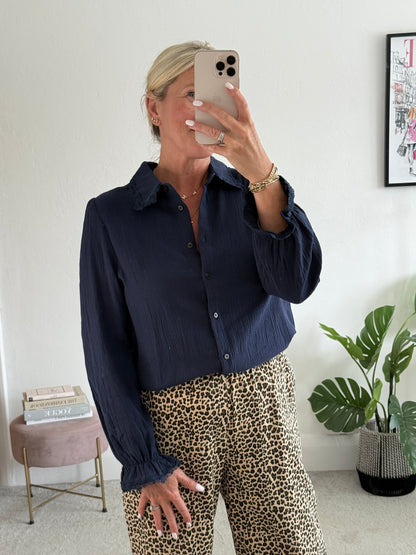 Leopard Print Straight Leg Trousers