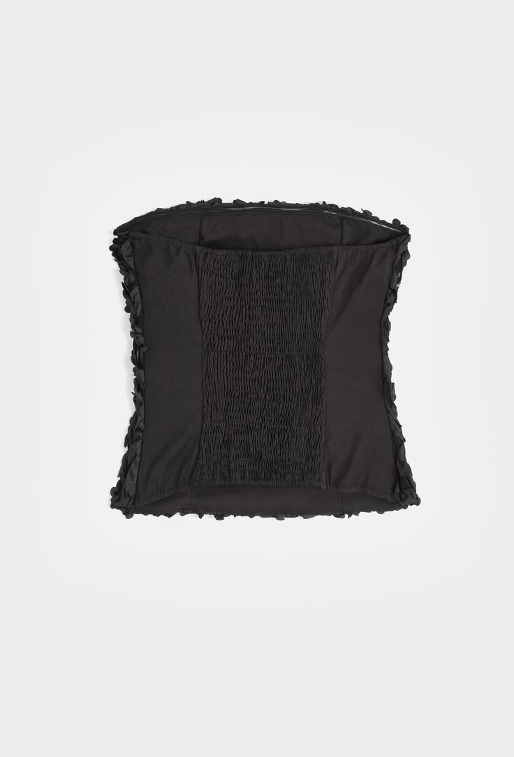 Black 3D Floral Bandeau Top