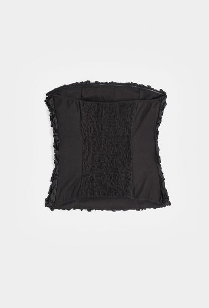 Black 3D Floral Bandeau Top