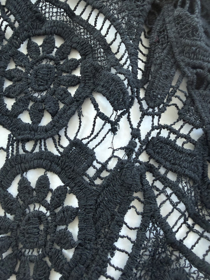 Black Cotton Crochet V-Neck Vest Top