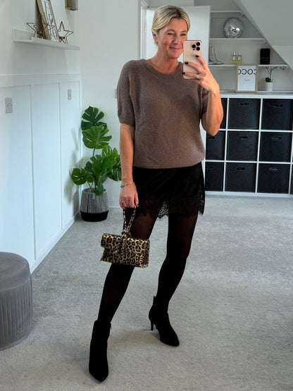 Mocha Fluffy S/S Jumper