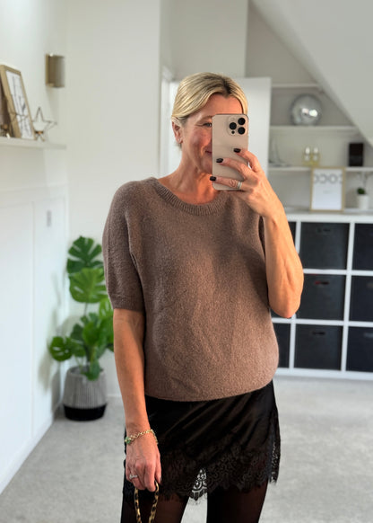 Mocha Fluffy S/S Jumper