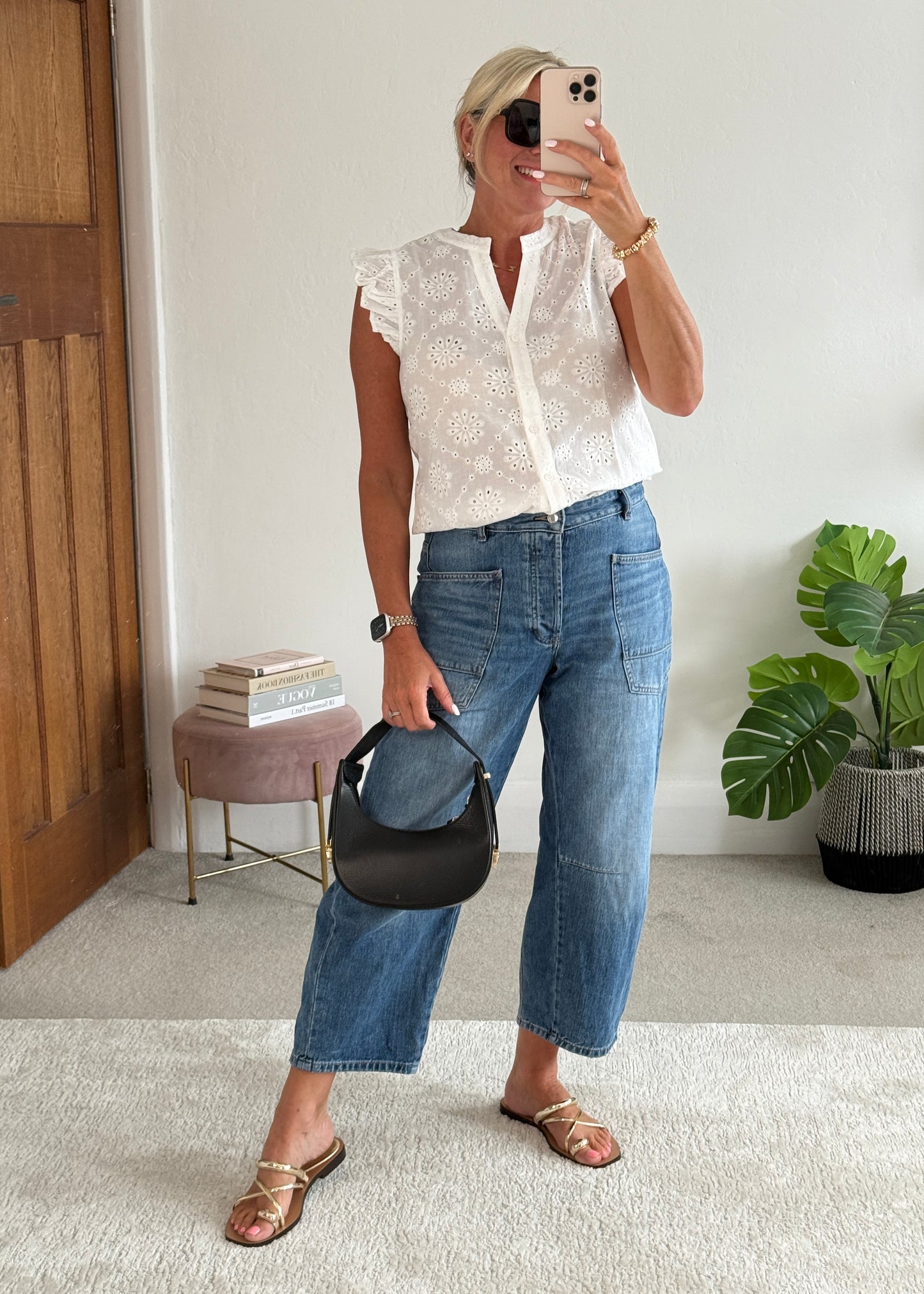 White Floral Broderie Anglaise Blouse