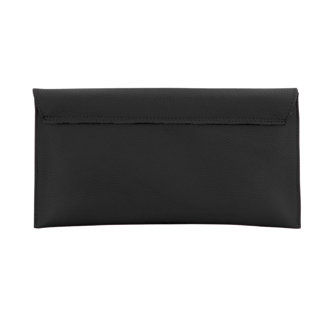 Black Leather Envelope Clutch Bag