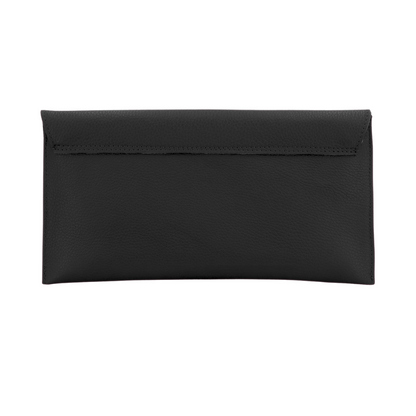 Black Leather Envelope Clutch Bag