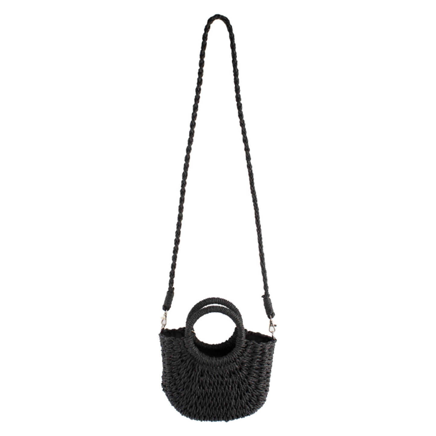 Navy Small Basket Top Handle Crossbody Bag