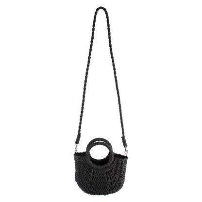 Navy Small Basket Top Handle Crossbody Bag