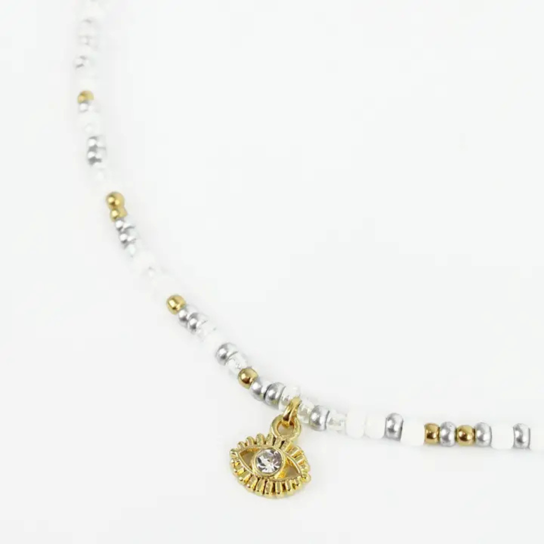 Evil Eye White/Silver Bracelet