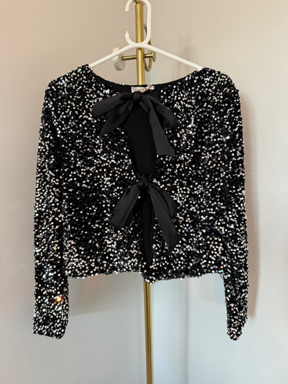 Black/Silver Sequin Mini Skirt