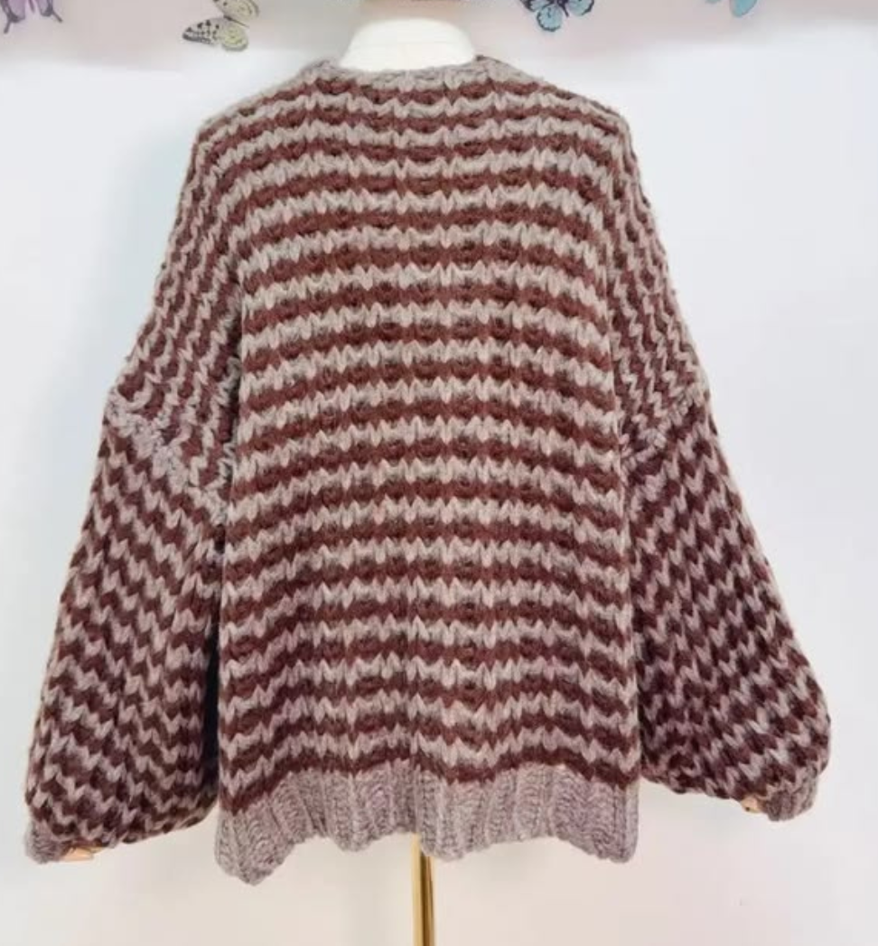 Hot Pink/Red Cosy Stripe Cardigan