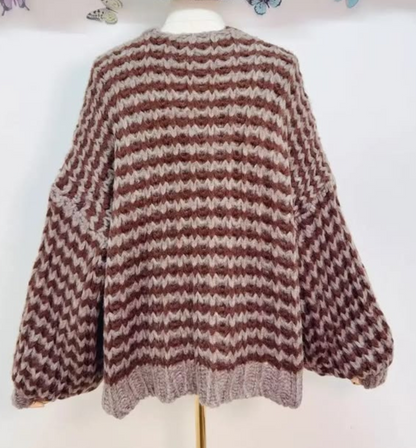Hot Pink/Red Cosy Stripe Cardigan