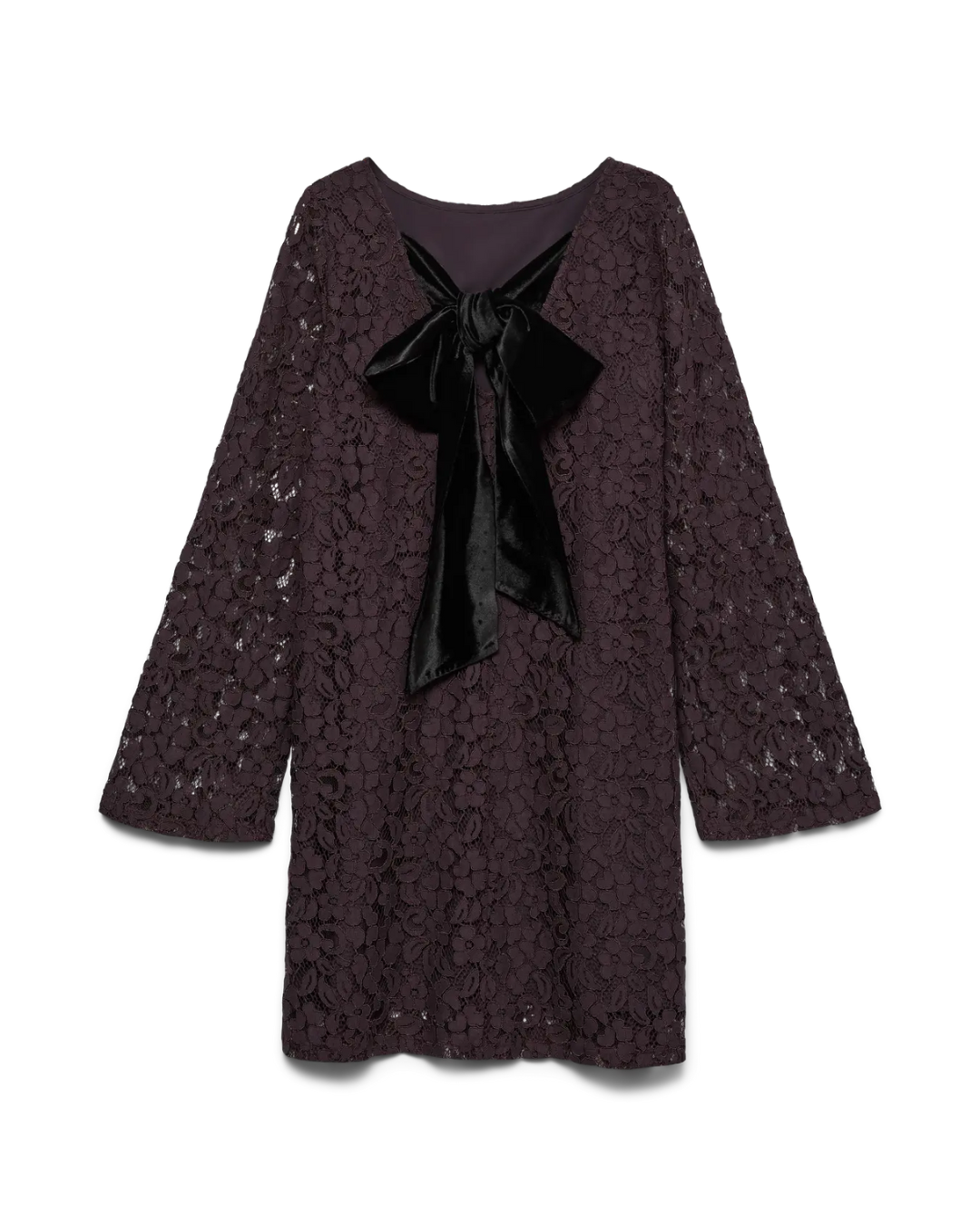 Uma Brown Fudge Lace Bow Back Dress