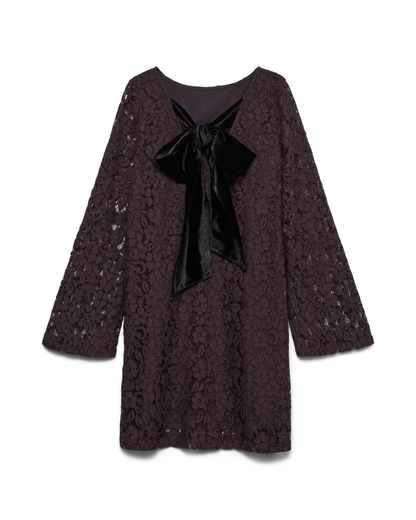 Uma Brown Fudge Lace Bow Back Dress