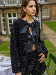 Lanika Black Bow Tie Front Sequin Jacket