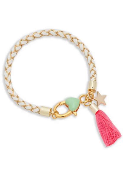Black & Gold Plaited Bracelet (2 Tassel Colours)