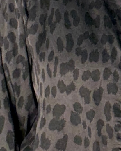 Dark Chocolate Leopard Silk Mix Bomber Jacket