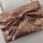 Silver Large Bow Glitter Clutch Bag