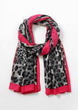 Fuchsia/Grey Leopard Print Scarf