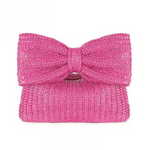 Natural Straw Bow Clutch Bag