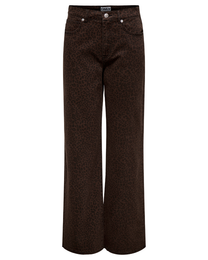 Madison Dark Leopard High Waist Wide Leg Jeans