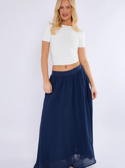 Pink Cotton Pocket Maxi Skirt