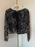 Black/Silver Bow Tie Front Sequin Jacket