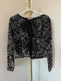 Black/Silver Bow Tie Front Sequin Jacket