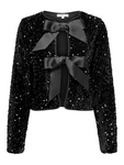 Lanika Black Bow Tie Front Sequin Jacket