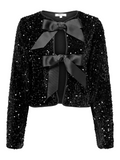 Lanika Black Bow Tie Front Sequin Jacket