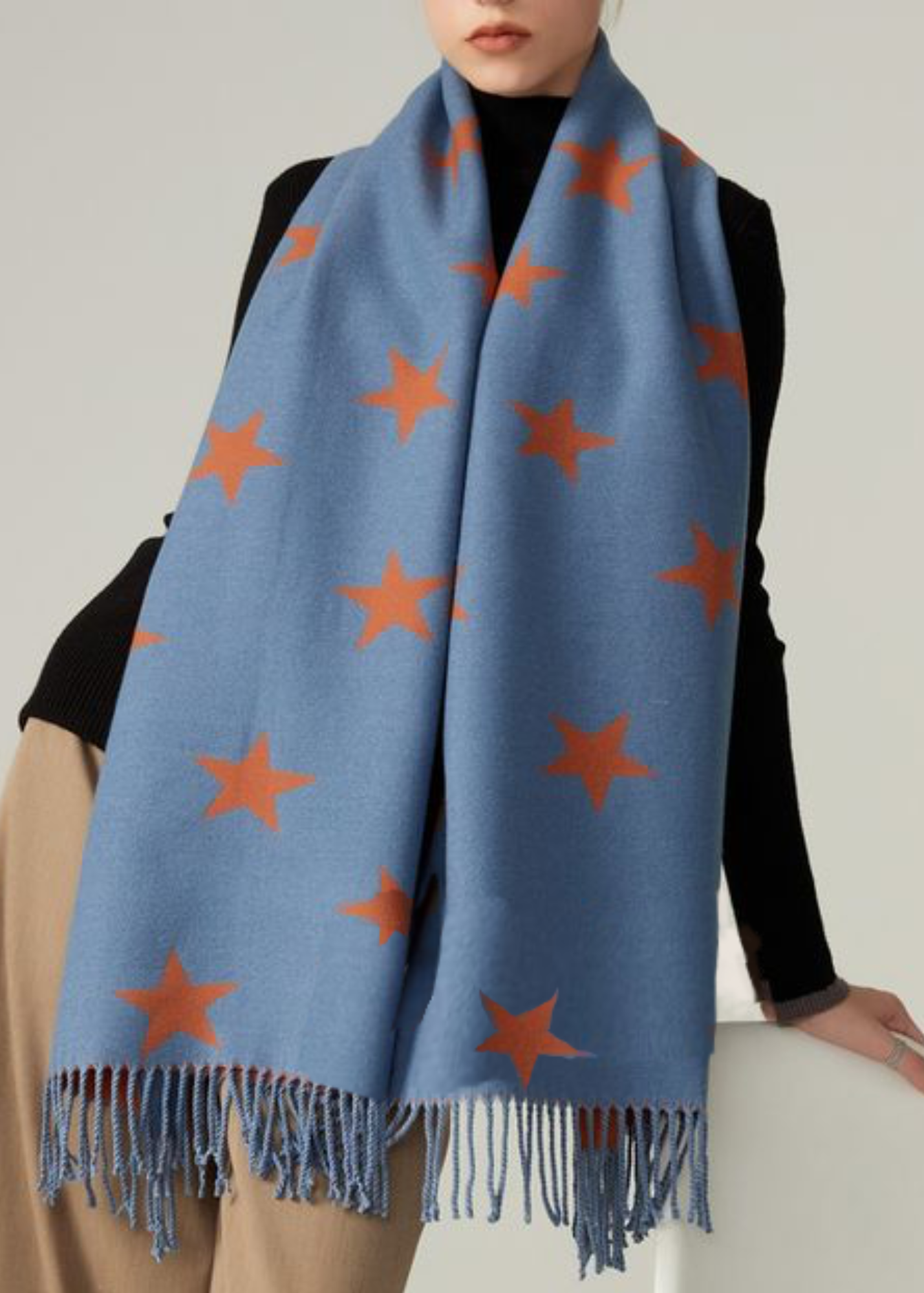 Pink/Grey Star Print Scarf