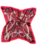 Burgundy Tassel Pattern Silk Touch Square Scarf