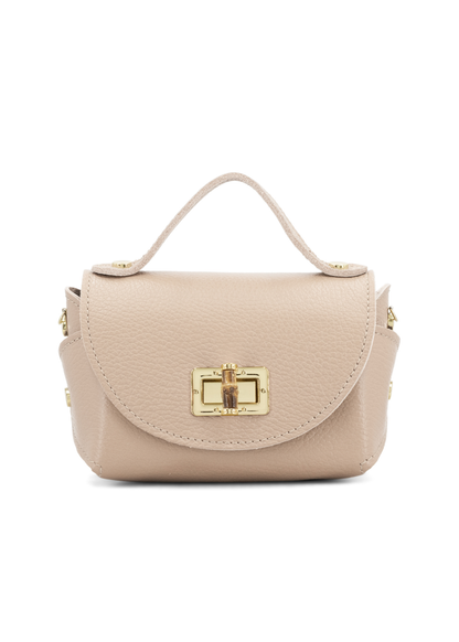 Black Bamboo Twist Lock Leather Mini Bag