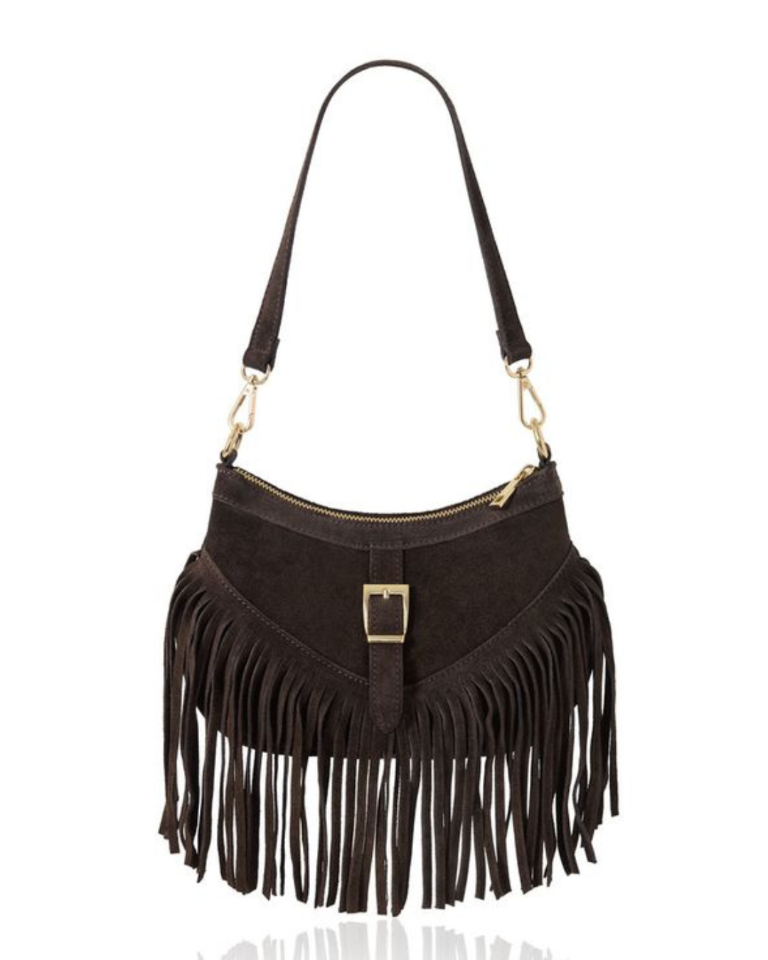 Chloe Dark Chocolate Fringe Cross Body Bag